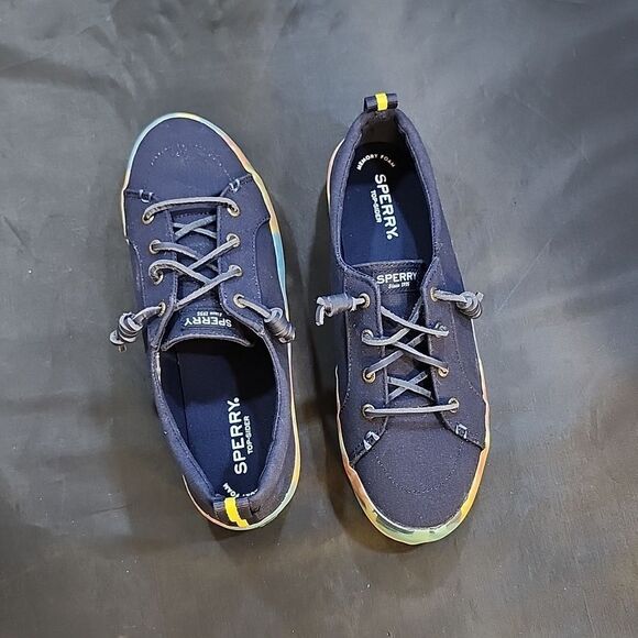 BRAND NEW SPERRY WOMEN'S ’s CREST VIBE FLORAL CORAL/NAVY PLATFORM SNEAKE… G1 - Picture 13 of 16